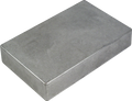Plain rectangular metallic enclosure box with a smooth finish shown at an angled perspective.