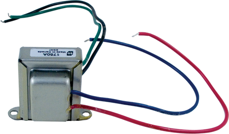 Metal transformer with four colored wire leads attached, labeled 1760A