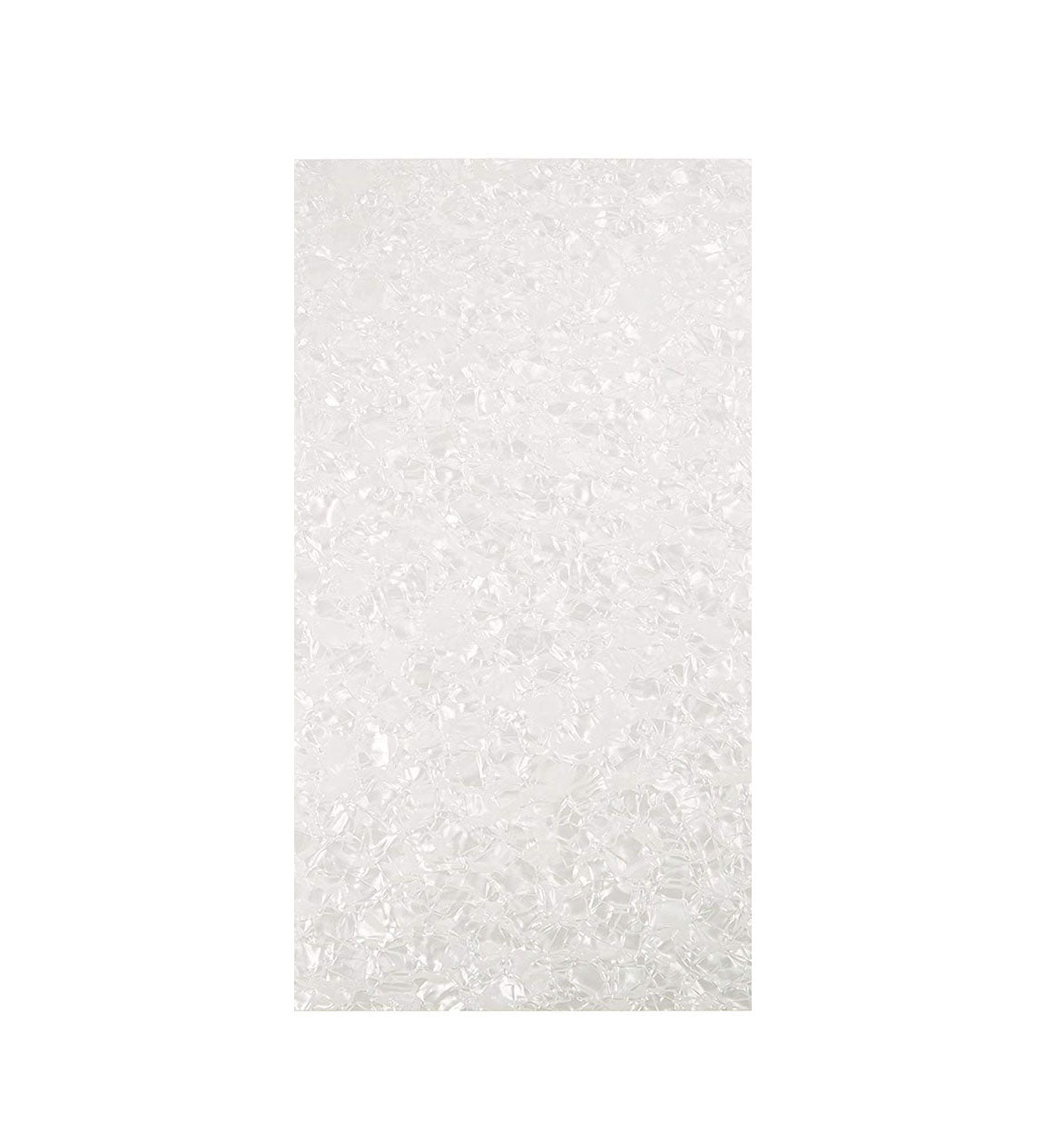 Close-up image of a white pearl textured pickguard blank with a rectangular shape.