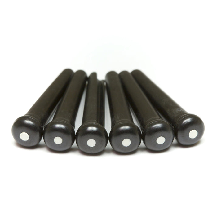 Graph Tech PP-2122-00 TUSQ Traditional Style Bridge Pins Black with White Inlay