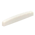 White plastic guitar nut with six evenly spaced slots, shown on a white background.