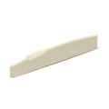 Off-white synthetic guitar saddle with a sloped bottom edge on a white background.