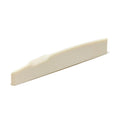 Single off-white guitar saddle piece with a slight curved shape on a white background.