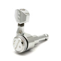 Single silver metal locking guitar tuner with knurled adjustment knob labeled 'RATIO'