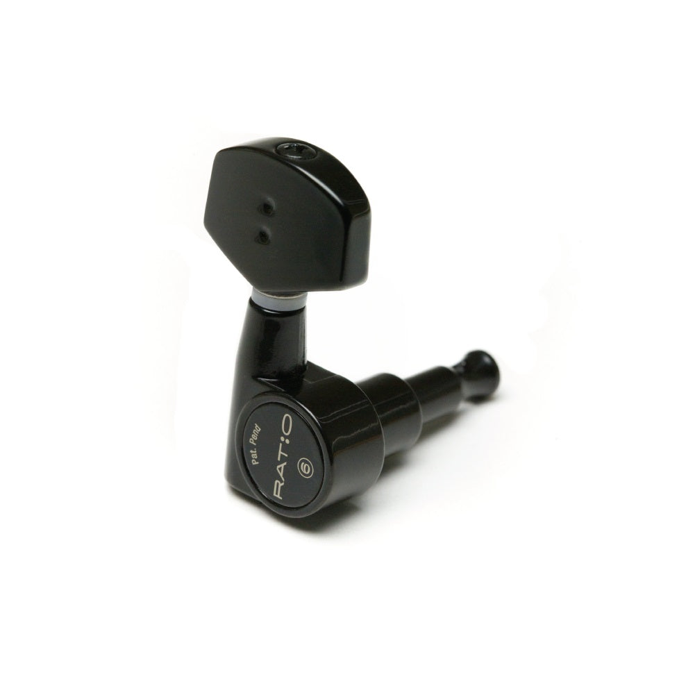 Graph Tech PRN-2311-B0 Ratio Tuned Machine Heads – Electric 3+3 Contemporary Button Black 2 Pin