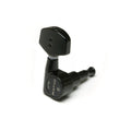 Single black electric guitar tuning machine head with 2-pin mounting holes and ratio label.