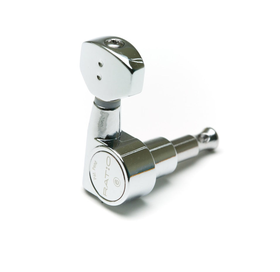 Graph Tech PRN-2721-C0 Ratio Tuned Machine Heads – Electric 6 Inline Mini Contemporary Chrome 2 Pin