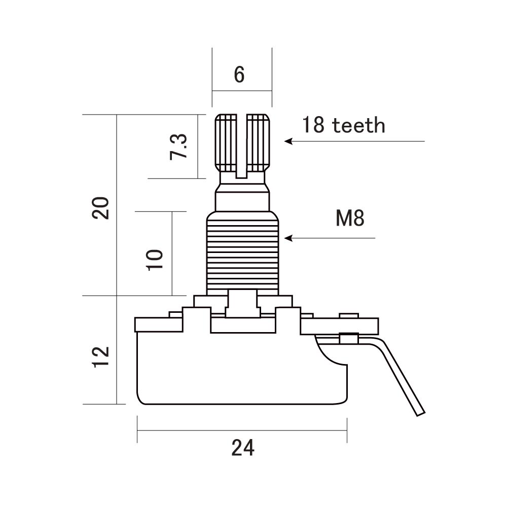 Solo Pro Alpha ALP-25K-B Split Shaft Linear Taper Potentiometer