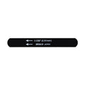 Black metal file tool with white text showing 0.036 inch (0.91 mm) and brand Hosco Japan.