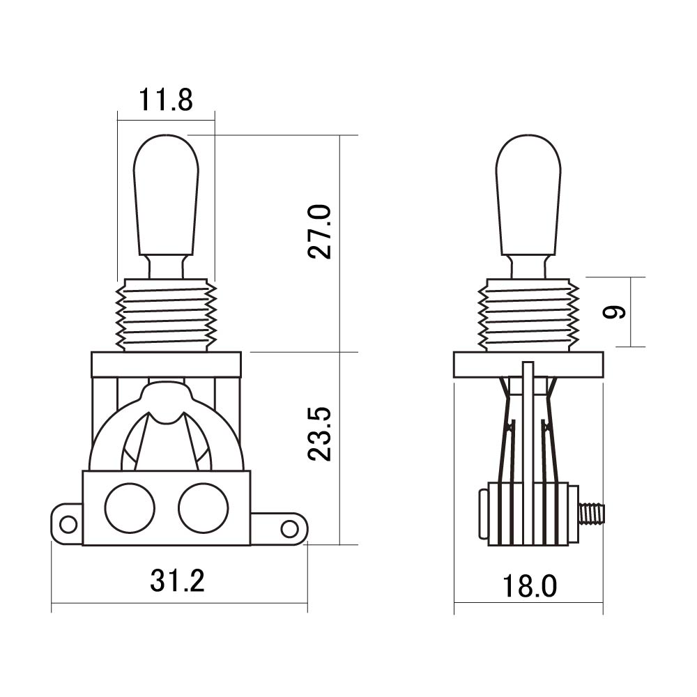Solo Pro LP Style 3-Way Toggle Switch With Black Chrome Tip