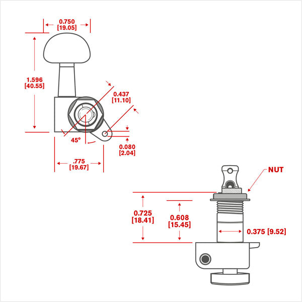 Planet Waves PWAT-6R1 Auto-Trim Tuning Machine – 6 In-Line – Chrome