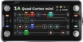 Black multi-effect pedal with color-coded graphical interface and four rotary knobs.