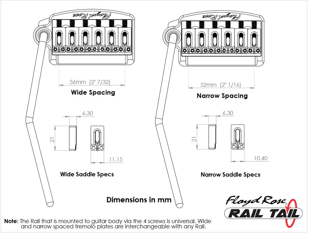 Floyd Rose Rail Tail Narrow Tremolo System