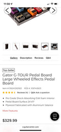 Gator G-TOUR-PEDALBOARD-LGW Large ATA Pedalboard 24x11" w/ Wheels