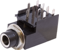 Black rectangular 9-pin socket jack with metal front ring and multiple metal pins on the back.
