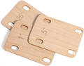 Three rectangular wooden tapered guitar neck shims marked with 25°, 1°, and .5° angles.