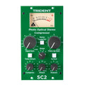 Green Trident SC2 Photo Optical Stereo Compressor unit with multiple control knobs and a VU meter.