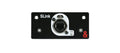 Black panel with a single ethernet-style connector labeled SLink and a push button above it.