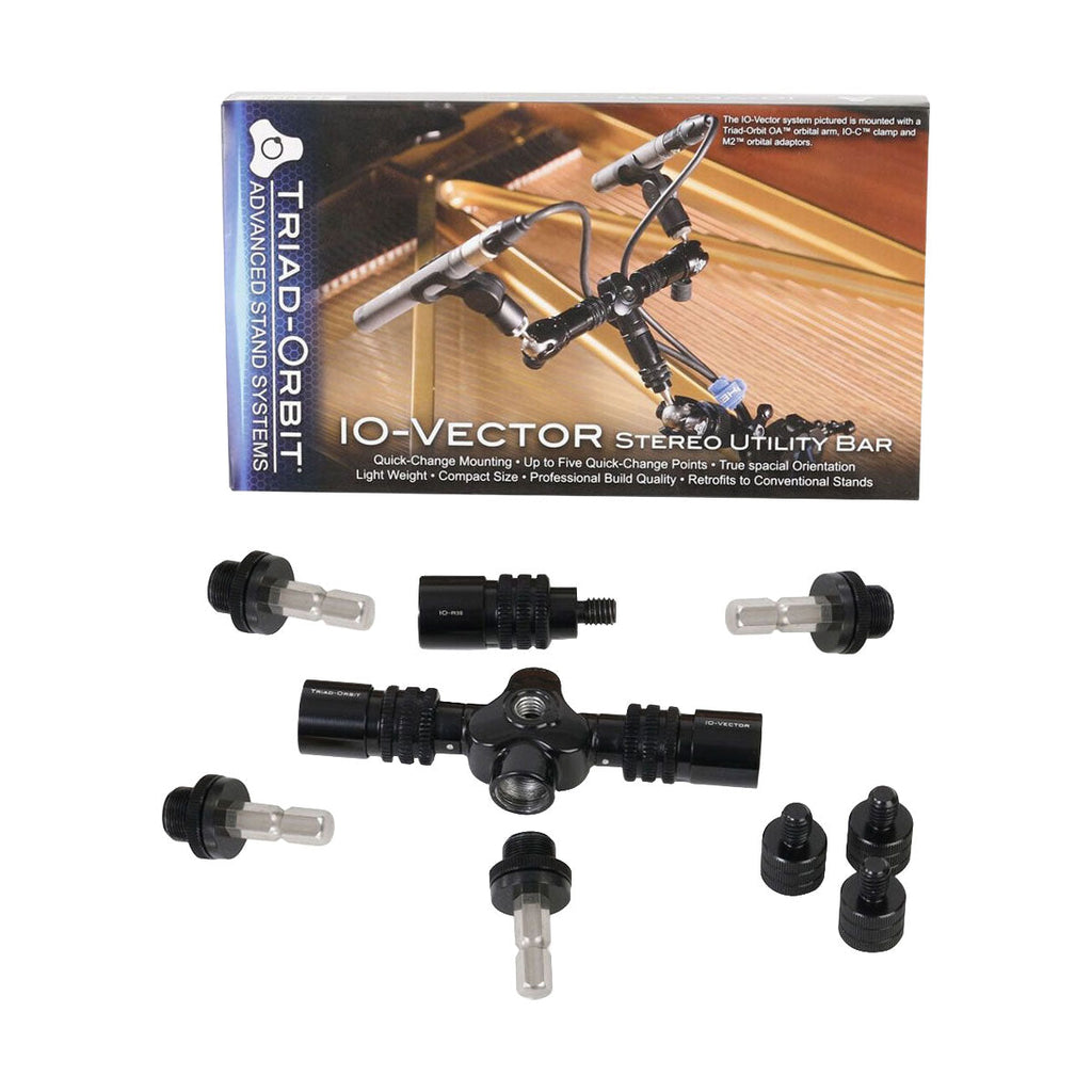 TRIAD-ORBIT IQ-Vector stereo utility bar with several adapter mounts and packaging box.