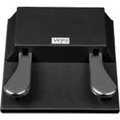 Black dual foot pedal unit with silver pedals on a rectangular base.