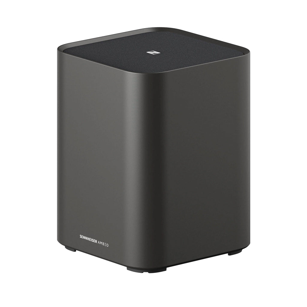 Black, compact studio monitor speaker with rounded corners and fabric-covered top grille.