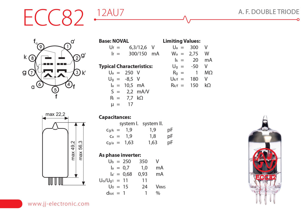 JJ Electronic 12AU7 / ECC82 Preamp Vacuum Tube