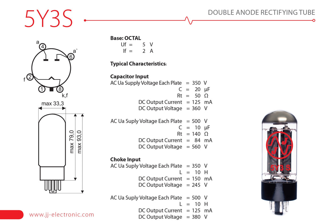 JJ Electronic 5Y3S Rectifier Vacuum Tube