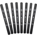 Set of eight black metal files with size markings and 'JAPAN MADE' text.