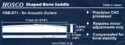 Hosco Taylor® Style Shaped Bone Acoustic Guitar Saddle 71×9.2×3.1mm
