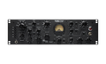 Front panel of a Heritage Audio TubeStrip audio processing unit with multiple knobs, switches, meter, and a 1/4 inch input jack.