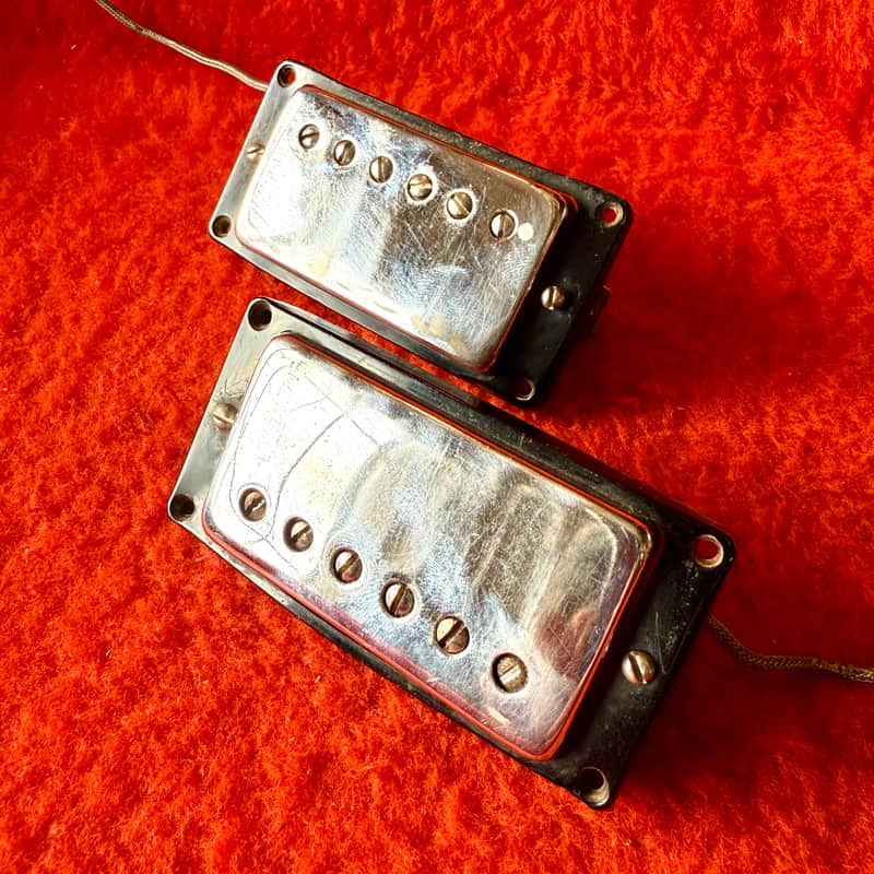 Gibson Patent sticker humbucker pickups c 1967 - Chrome original vintage USA PAF