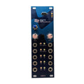 Blue eurorack module with two knobs, multiple 3.5mm jacks, a switch, USB Type-C port, and labeled indicators.