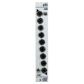 White modular synthesizer panel with eight 3.5mm jacks and two toggle switches labeled -6dB