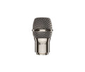 Silver metal microphone head with mesh grille and threaded connector labeled with sE V7 MC1.