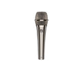 Silver handheld microphone with metal mesh grille and sE logo on body