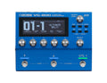 Blue BOSS VG-800 V-Guitar Processor multi-effect pedal with knobs, buttons, footswitches, and an LCD screen showing settings.