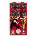 Red guitar effects pedal with six control knobs, footswitch, and graphic of a bull with wings.