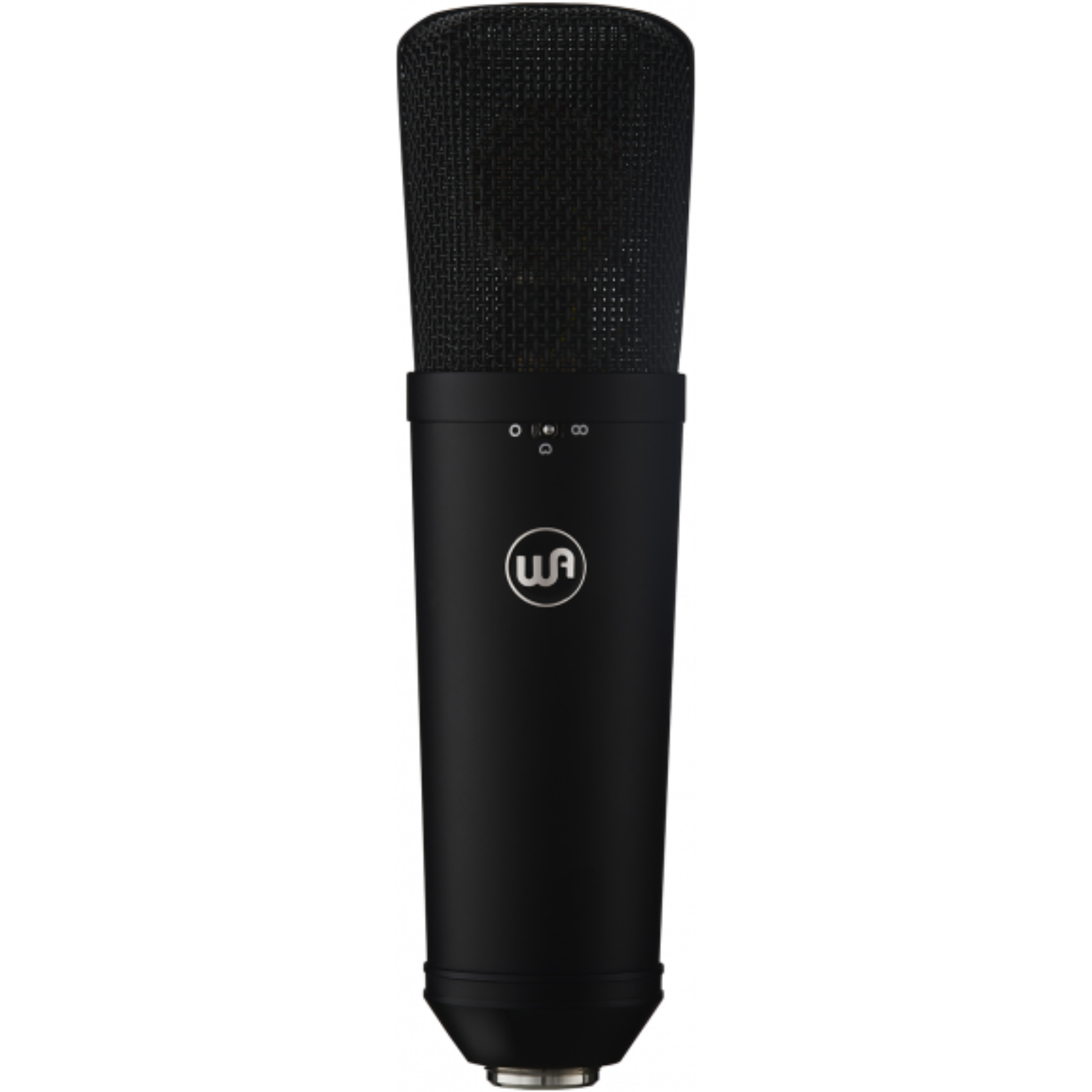 Black large-diaphragm condenser microphone with a mesh grille and WA logo on the body.