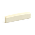 Off-white rectangular guitar nut with a slightly curved bottom edge on a white background.
