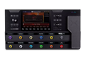 Top view of a black Line 6 Helix Stadium XL guitar floor processor with colorful footswitches and a large display screen.