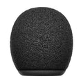 Black foam windshield for microphone shown from front on white background.