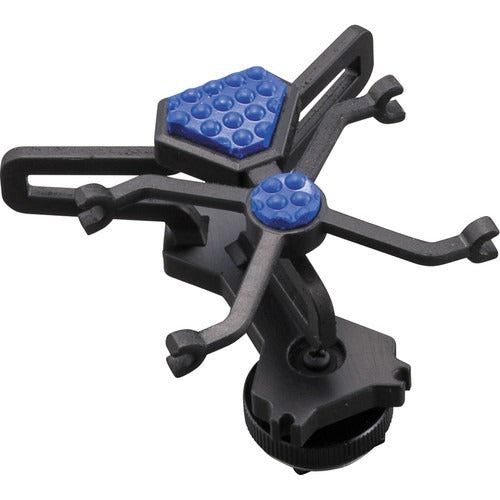 Black plastic shock mount with blue rubber padding and an adjustable knob, shown on a white background.